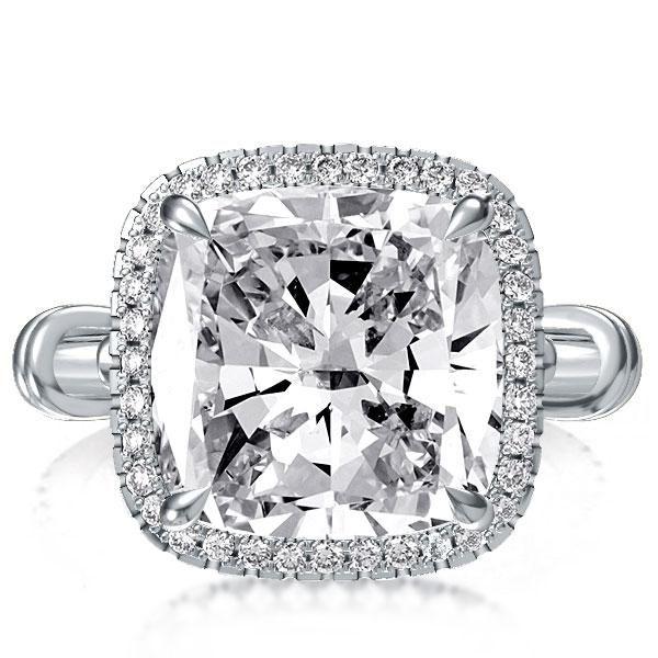 Halo Cushion Created White Sapphire Engagement Ring - Sterling Silver