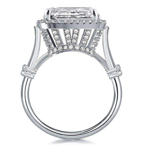 Halo Cushion Created White Sapphire Engagement Ring - Sterling Silver