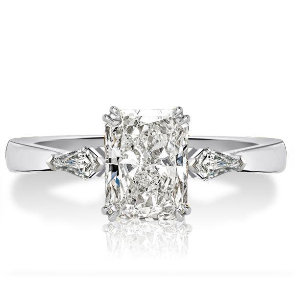 Radiant Cut Three Stone Engagement Ring - Sterling Silver Affordable Ring