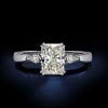 Radiant Cut Three Stone Engagement Ring - Sterling Silver Affordable Ring