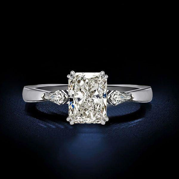 Radiant Cut Three Stone Engagement Ring - Sterling Silver Affordable Ring