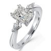 Radiant Cut Three Stone Engagement Ring - Sterling Silver Affordable Ring