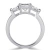 Radiant Cut Three Stone Engagement Ring - Sterling Silver Affordable Ring
