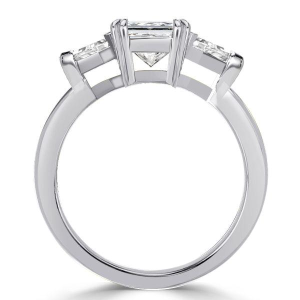 Radiant Cut Three Stone Engagement Ring - Sterling Silver Affordable Ring
