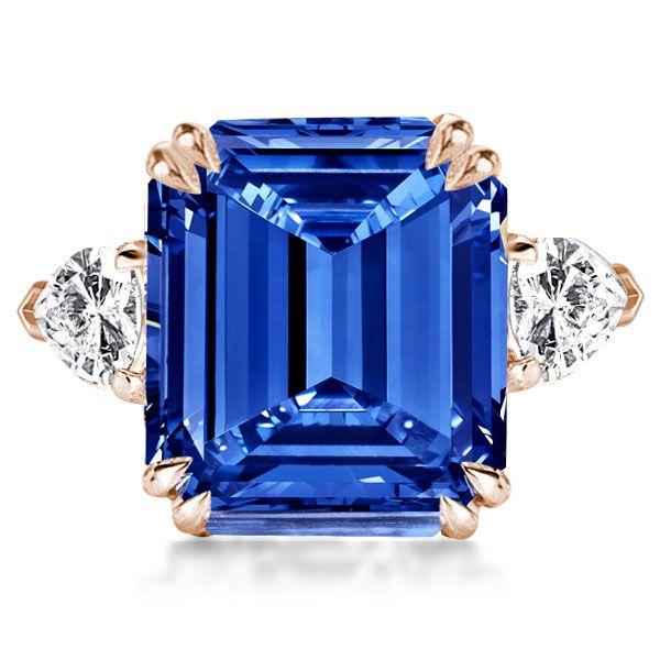 Emerald Cut Three Stone Engagement Ring - 18K Rose Gold Plated Sterling Silver