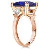 Emerald Cut Three Stone Engagement Ring - 18K Rose Gold Plated Sterling Silver
