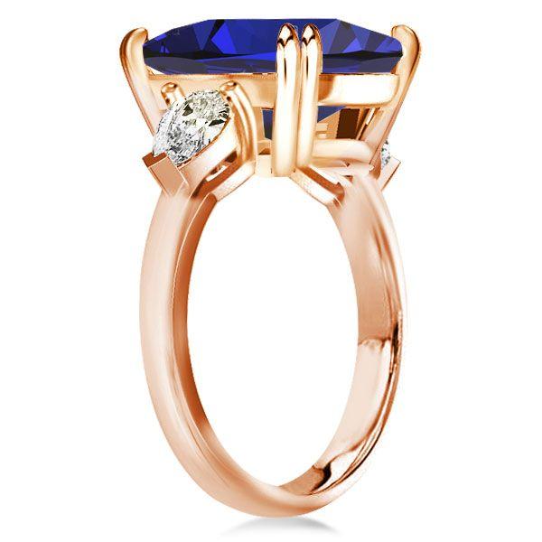 Emerald Cut Three Stone Engagement Ring - 18K Rose Gold Plated Sterling Silver