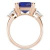 Emerald Cut Three Stone Engagement Ring - 18K Rose Gold Plated Sterling Silver