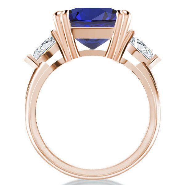 Emerald Cut Three Stone Engagement Ring - 18K Rose Gold Plated Sterling Silver