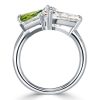 Peridot Pear Cut Twin Stone Ring - 925 Sterling Silver Engagement Ring
