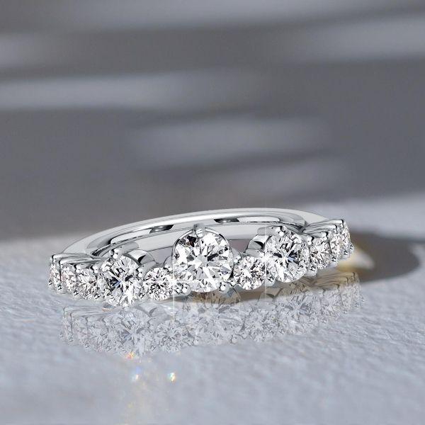 Sterling Silver Round Cut Half Eternity Band - 1.64 CT. TW.