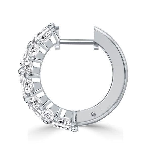 Emerald Cut Triple Row Hoop Earrings in Sterling Silver with Rhodium Finish
