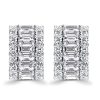 Emerald Cut Triple Row Hoop Earrings in Sterling Silver with Rhodium Finish