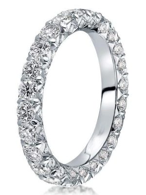 Sterling Silver Shared Prong Eternity Band with Created White Sapphires