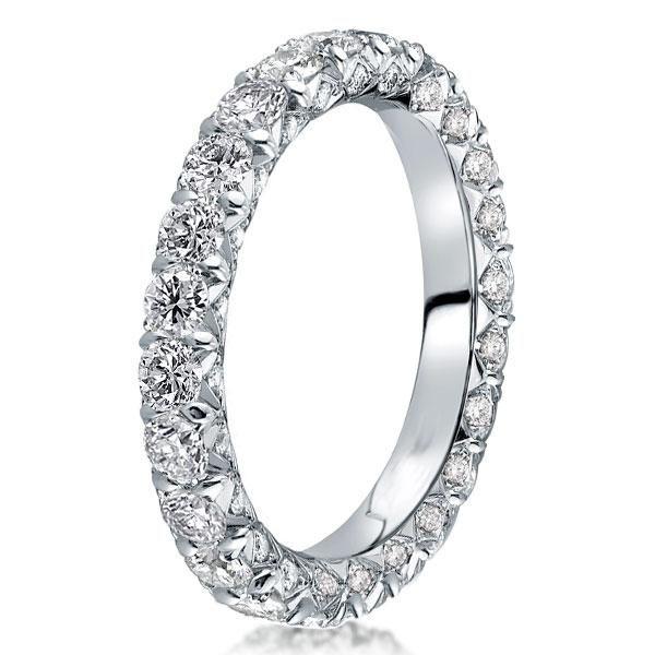 Sterling Silver Shared Prong Eternity Band with Created White Sapphires