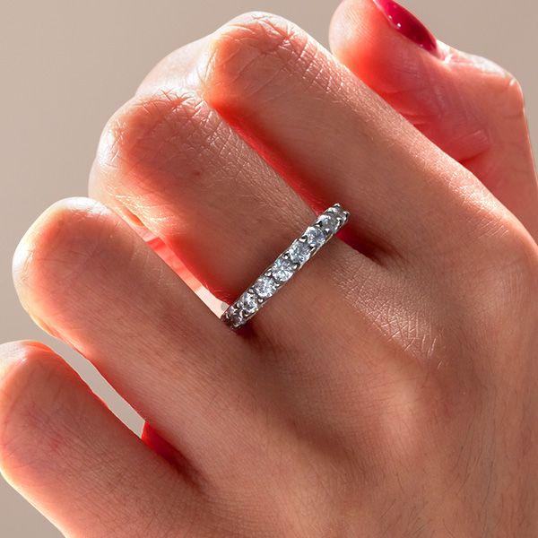 Sterling Silver Shared Prong Eternity Band with Created White Sapphires