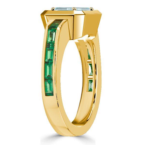 Emerald Cut Aquamarine Ring - Vintage Bezel Setting - 18K Gold Plated Silver