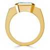 Emerald Cut Aquamarine Ring - Vintage Bezel Setting - 18K Gold Plated Silver