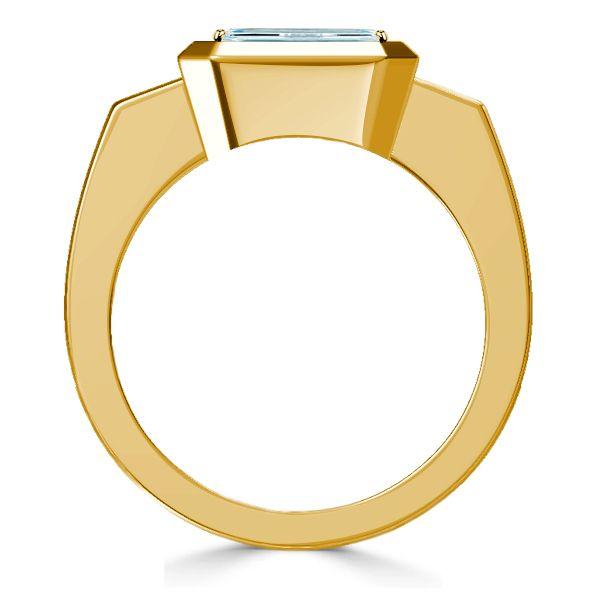 Emerald Cut Aquamarine Ring - Vintage Bezel Setting - 18K Gold Plated Silver