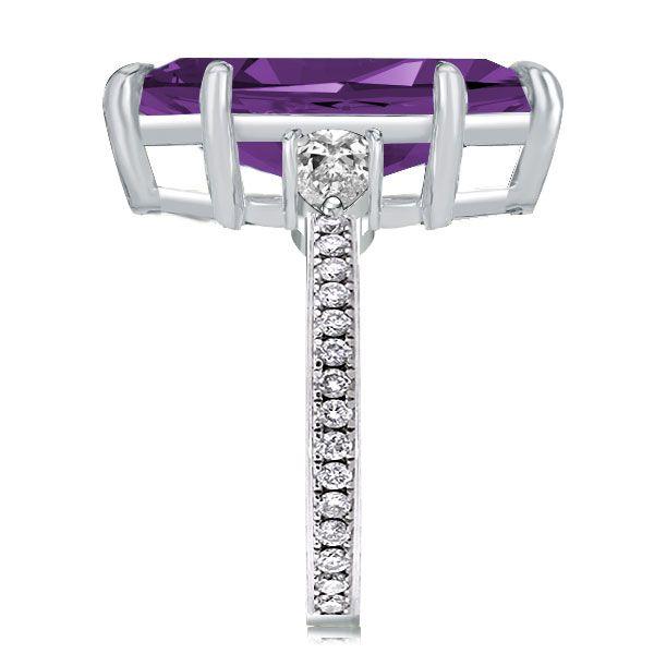 Marquise Cut Created Amethyst Engagement Ring in Sterling Silver