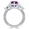 Marquise Cut Created Amethyst Engagement Ring in Sterling Silver