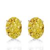 18K Gold Plated Sterling Silver Oval Yellow Sapphire Stud Earrings for Women