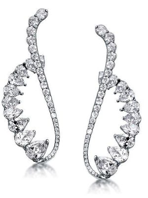 Luxury Pear Cut Cuff Earrings - 925 Sterling Silver - 8.35 CTW