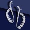 Luxury Pear Cut Cuff Earrings - 925 Sterling Silver - 8.35 CTW