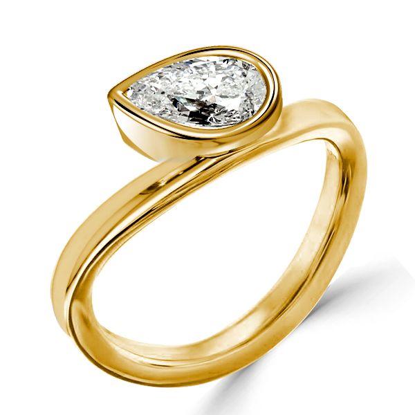 Pear Cut Two-Tone Engagement Ring Set - Sterling Silver Bridal Set