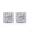 Halo Created White Sapphire Stud Earrings in Sterling Silver