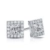 Halo Created White Sapphire Stud Earrings in Sterling Silver