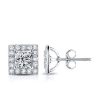 Halo Created White Sapphire Stud Earrings in Sterling Silver