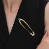 Vintage Emerald Sterling Silver Brooch Pin for Women - 925 Silver & Gold Plated