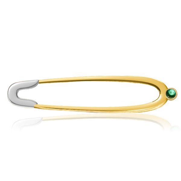 Vintage Emerald Sterling Silver Brooch Pin for Women - 925 Silver & Gold Plated