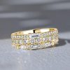 Stackable Ring Set for Women: 18K Gold Plated Sterling Silver with Baguette and Round Cuts
