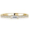 Stackable Ring Set for Women: 18K Gold Plated Sterling Silver with Baguette and Round Cuts