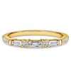 Stackable Ring Set for Women: 18K Gold Plated Sterling Silver with Baguette and Round Cuts