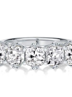 Cushion Cut Five Stone Wedding Band - 925 Sterling Silver, 3.85 CT TW
