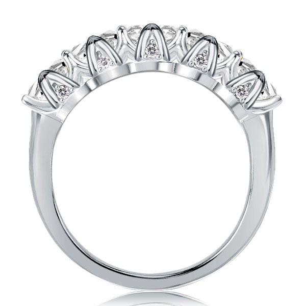 Cushion Cut Five Stone Wedding Band - 925 Sterling Silver, 3.85 CT TW