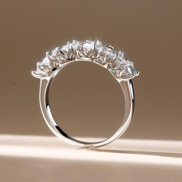 Cushion Cut Five Stone Wedding Band - 925 Sterling Silver, 3.85 CT TW
