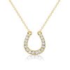 White Sapphire Horseshoe Necklace - Sterling Silver (Choose Your Length & Finish)