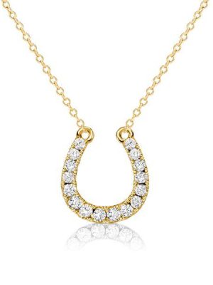 White Sapphire Horseshoe Necklace - Sterling Silver (Choose Your Length & Finish)