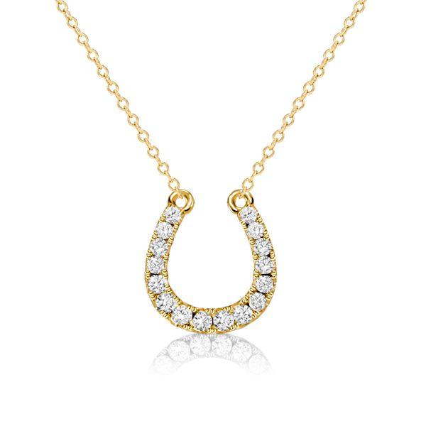 White Sapphire Horseshoe Necklace - Sterling Silver (Choose Your Length & Finish)