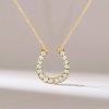 White Sapphire Horseshoe Necklace - Sterling Silver (Choose Your Length & Finish)