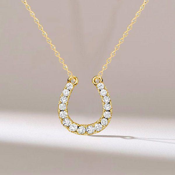 White Sapphire Horseshoe Necklace - Sterling Silver (Choose Your Length & Finish)