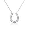White Sapphire Horseshoe Necklace - Sterling Silver (Choose Your Length & Finish)