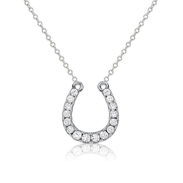 White Sapphire Horseshoe Necklace - Sterling Silver (Choose Your Length & Finish)