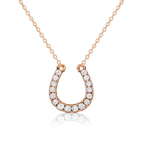 White Sapphire Horseshoe Necklace - Sterling Silver (Choose Your Length & Finish)
