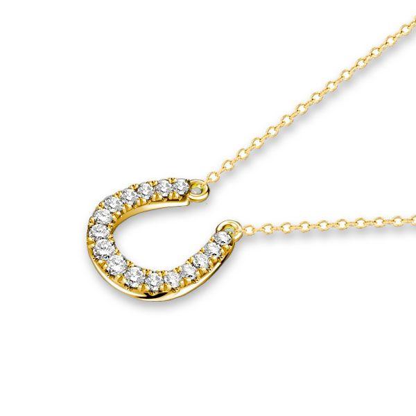 White Sapphire Horseshoe Necklace - Sterling Silver (Choose Your Length & Finish)