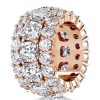 Rose Gold Triple Row Cushion Cut White Sapphire Eternity Wedding Band
